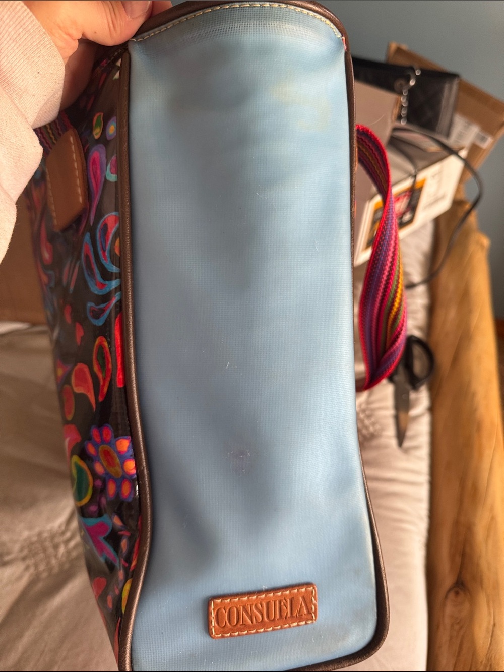 Consuela Sophie Tote with Striped Handles and blue sides waterproof!! - Picture 6 of 9